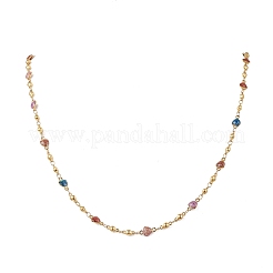 304ステンレススチールエナメルカラフルハートリンクチェーンネックレス女性用  ゴールドカラー  27.95インチ（71cm）&nbsp;NJEW-JN05899