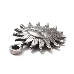 変色しない304ステンレススチールチャーム  テクスチャ  太陽  ステンレス鋼色  14.5x11.5x2mm  穴：1.5mm&nbsp;STAS-B024-66P