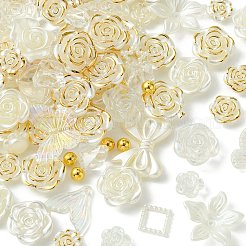 DIYジュエリー作りキット  不透明アクリルビーズとペンダント  混合形状  ホワイト  5.5~22x5.5~27x3~9mm  穴：1~1.8mm  約20g /セット  20~25個/セット&nbsp;MACR-CJC0004-20H