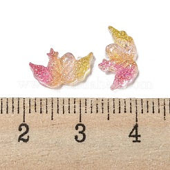光る透明樹脂デコデンカボション  暗闇で光る白鳥、グリッターパウダー付き  カメリア  7x11.5x2mm&nbsp;RESI-D013-14