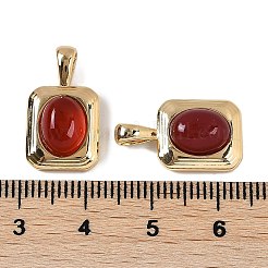 天然カーネリアン（染色・加熱）ペンダント  真鍮製の長方形チャーム  18KGP本金メッキ  19.5x11x5.5mm  穴：2x4mm&nbsp;KK-P283-50G