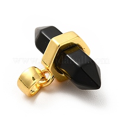 Natural Obsidian Double Terminal Pointed Pendants&nbsp;G-P481-01G-05