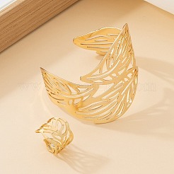Hollow Out Leaf Alloy Cuff Bangles & Cuff Rings Sets&nbsp;FS-WG2FB6E-01
