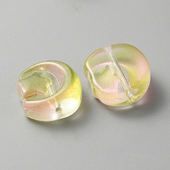 透明ガラスビーズ  スターとムーン  黄緑  14x12x6mm  穴：1.2mm&nbsp;GLAA-TAC0020-05E