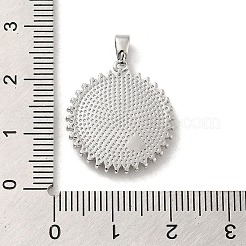 真鍮製マイクロパヴェキュービックジルコニアペンダント  蝶とフラットラウンド  プラチナメッキ  21x19x3mm  穴：4x2.5mm&nbsp;KK-H455-25P