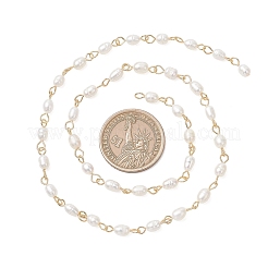 Handmade Natural Cultured Freshwater Pearl Link Chains&nbsp;AJEW-JB01586-01