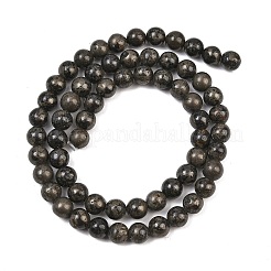 天然石パイライトビーズ連売り  ラウンド  6mm  穴：1mm  約62~64個/連  15インチ&nbsp;G-P303-01-6mm-16