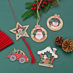 18Pcs Christmas Theme Natural Wood Big Pendants&nbsp;WOOD-LS0001-07