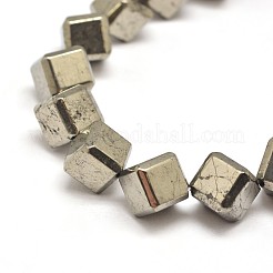 Natural Pyrite Cube Beads Strands&nbsp;G-I125-97-10x10mm