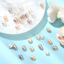 30個 3スタイル 天然養殖淡水パールビーズ  ライス  ミックスカラー  6~7.5x5~5.8mm  穴：0.7~0.8mm  10個/スタイル&nbsp;PEAR-YW001-04