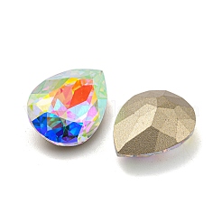 ガラスラインストーンカボション  ポイントバック＆バックメッキ  多面カット  ティアドロップ  クリスタル  18x13x7mm&nbsp;RGLA-M017-D02-001ST