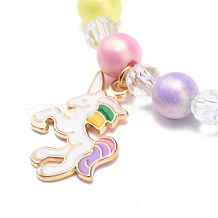 アクリルビーズストレッチブレスレットセット6個。  女の子のための子供のブレスレット  合金エナメルペンダント付き  abs プラスチック模造パール ビーズと弾性クリスタル スレッド  ミックスカラー  内径：1-3/4インチ（4.5cm）&nbsp;BJEW-JB08728