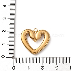304ステンレススチールラインストーンペンダント  ハート型のヘビのチャーム  ゴールドカラー  ルビー  19x21x3.5mm  穴：1.8mm&nbsp;STAS-B139-03G-02