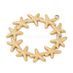 304ステンレスペンダント  イオンプレーティング（ip）  18KGP本金メッキ  ヒトデ  38.5x36x1.5mm  穴：2mm&nbsp;X-STAS-C121-47A-G