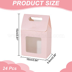 窓付き長方形の紙製ギフトバッグ  誕生日用のキャンディトート  結婚式  ピンク  10x5.8x15cm&nbsp;CON-WH0088-85B