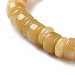 天然イエロー ヒスイ ビーズ ストレッチ ブレスレット 女性 男性用  フラットラウンド  内径：2-1/8インチ（5.4cm）&nbsp;BJEW-C081-05