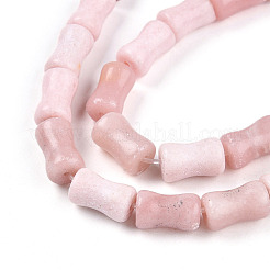 天然石ピンクオパールビーズ連売り  竹の形  9.5~10x5~5.5mm  穴：0.8mm  約38~40個/連  14.96~15.47''（38~39.3センチメートル）&nbsp;G-T140-86B