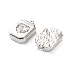 ラックメッキ合金ラインストーンペンダント  ハートチャーム  プラチナ  20x13x5mm  穴：1.6mm&nbsp;FIND-M038-01P