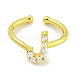 Rack Plating Brass Open Cuff Rings for Women&nbsp;RJEW-F162-01G-J