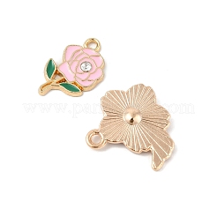 合金エナメルチャーム  花のチャーム  ライトゴールド  ピンク  14~24x10~25.5x1~4mm  穴：2mm  30個/セット&nbsp;FIND-M058-03KCG