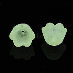 透明なアクリルビーズ  艶消し  花  ミックスカラー  9x9.5x6.5mm  穴：1.6mm&nbsp;X-FACR-N005-001