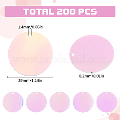 虹色PVCスパンコールペンダント200個  フラットラウンド  装飾アクセサリー  プラム  29x0.3~0.4mm  穴：1.4mm&nbsp;PVC-SC0001-07B