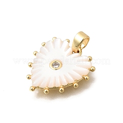 Brass Micro Pave Clear Cubic Zirconia Pendants&nbsp;KK-D255-10G