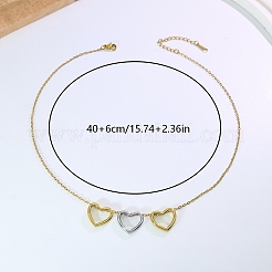 女性用ツートンステンレススチールトリプルハートペンダントネックレス  ゴールデン·ステンレス鋼色  15.75インチ（40cm）&nbsp;OL9793