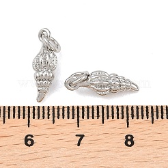 真鍮製チャーム  丸カン付き  海洋のテーマ  プラチナ  シェル形状  15.5x5mm  穴：3.5mm&nbsp;KK-G549-17B-P