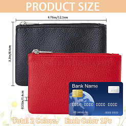 2Pcs 2 Colors Litchi Print PU Leather Zip Pouches&nbsp;ABAG-CP0001-08B