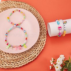 DIYビーズジュエリーセット作成キット  ポリマークレイとabsプラスチック模造真珠とアクリルと樹脂ビーズを含む  アクリルパーツ  合金の留め金  鉄丸カン  伸縮性のある糸  はさみ  ピンセット  ミックスカラー  ビーズ：1965個/箱&nbsp;DIY-SZ0007-07
