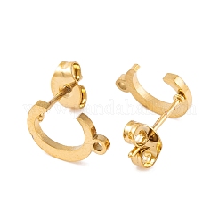 イオンプレーティング（IP）304ステンレススチールスタッドピアス  女性のための  文字C  11.5x7.5mm  穴：1mm  ピン：0.7mm&nbsp;FIND-Q103-01C-G