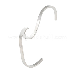 変色しにくい304ステンレススチール製カフバングル  ステンレス鋼色  2-1/4インチx1-3/4インチ（5.65x4.6cm）&nbsp;BJEW-G611-01P