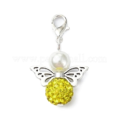 5Pcs 5 Colors Polymer Clay & Glass Pearl & Alloy Angel Pendant Decoration&nbsp;HJEW-JM02633