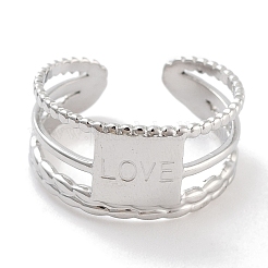 Non-Tarnish 304 Stainless Steel Open Cuff Rings&nbsp;RJEW-K273-10P