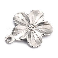 変色しない304ステンレススチールペンダント  花  ステンレス鋼色  23x19.8x2.3mm  穴：2mm&nbsp;STAS-H140-24P