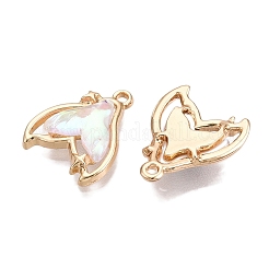 ラックメッキ合金ガラスペンダント  魚尾  ライトシアン  17x14x4mm  穴：1.2mm&nbsp;FIND-N005-14B