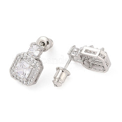 Rack Plating Brass Micro Pave Cubic Zirconia Stud Earrings&nbsp;EJEW-I304-11P-08