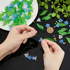 DIYの花と葉のジュエリー作り用金具キット  アクリルパーツ、ビーズ、不透明色ガラスラウンドシードビーズを含む  ミックスカラー  38x14x3mm  穴：2mm&nbsp;DIY-FH0007-94