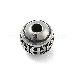 316サージカルステンレスビーズ  クロスの丸  アンティークシルバー  6x6mm  穴：1.8mm&nbsp;STAS-S173-09AS