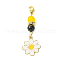 5Pcs 5 Styles Bees & Flower Alloy Enamel Pendant Decorations&nbsp;HJEW-TA00319