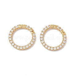 Rack Plating Brass Micro Pave Clear Cubic Zirconia Spring Gate Ring&nbsp;X-ZIRC-C040-25G