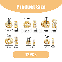 12Pcs 6 Style Brass Micro Pave Cubic Zirconia Spacer Beads&nbsp;KK-DC0003-52