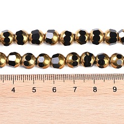 電気メッキガラスビーズセット  フルメッキ  多面カット  ラウンド  ブラック  7x8mm  穴：1.5mm  約42個/連  12.20''（31センチメートル）&nbsp;X-EGLA-Q128-04A-FP06