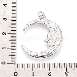 真鍮チャーム  月と顔のチャーム  プラチナ  30x24.5x3mm  穴：3.5mm  丸カン：5x0.5ミリ  3.5mm内径&nbsp;KK-T080-16P