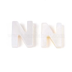 天然淡水貝殻文字チャーム  ジュエリー作りのために  乳白色  文字N  10x8x2.5mm  穴：0.8mm&nbsp;BSHE-ZX007-02N