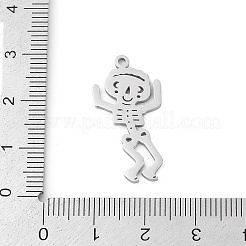 304ステンレスペンダント  スケルトンチャーム  レーザー切断  変色防止  ステンレス鋼色  27.5x14x1.5mm  穴：1.5mm&nbsp;STAS-U041-02G-P