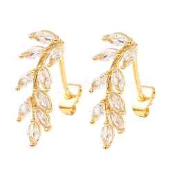 Brass Pave Cubic Zirconia Stud Earrings for Women&nbsp;KK-CBADCD7-01G