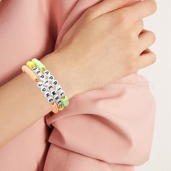 12か月分 ポリマークレイ&アクリルビーズストレッチブレスレットセット 女性用  ミックスカラー  内径：2-1/8インチ（5.3cm）  12個/セット&nbsp;BJEW-SW00144