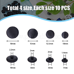 40個 4スタイル 1穴プラスチックボタン  布カバー付き  半円ボタン  ブラック  10~18x6.5~10mm  穴：1.4~2.2mm  10個/スタイル&nbsp;BUTT-DC0001-04
